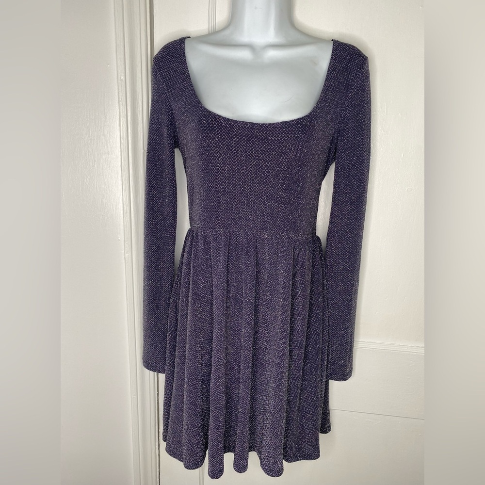Free People NWT Midnight Shimmer Skater Mini Metallic Dress